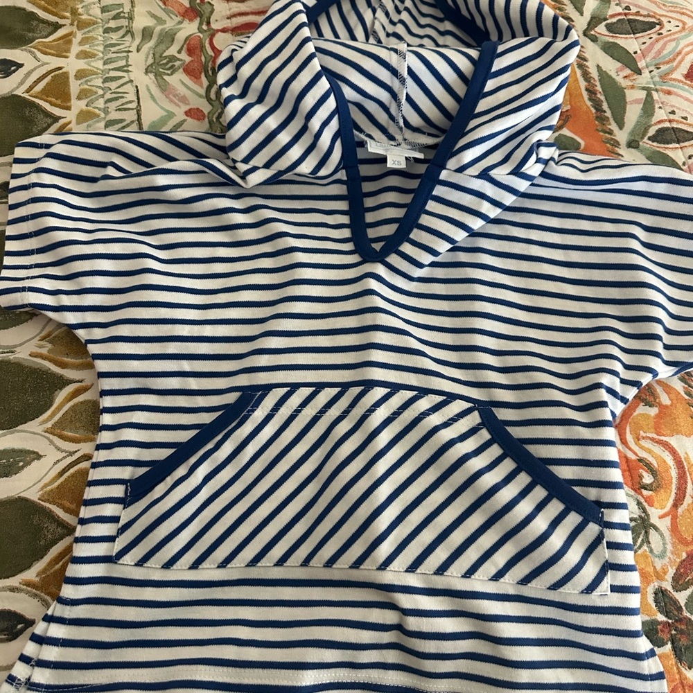 Little English Navy and White Striped Swim Cover